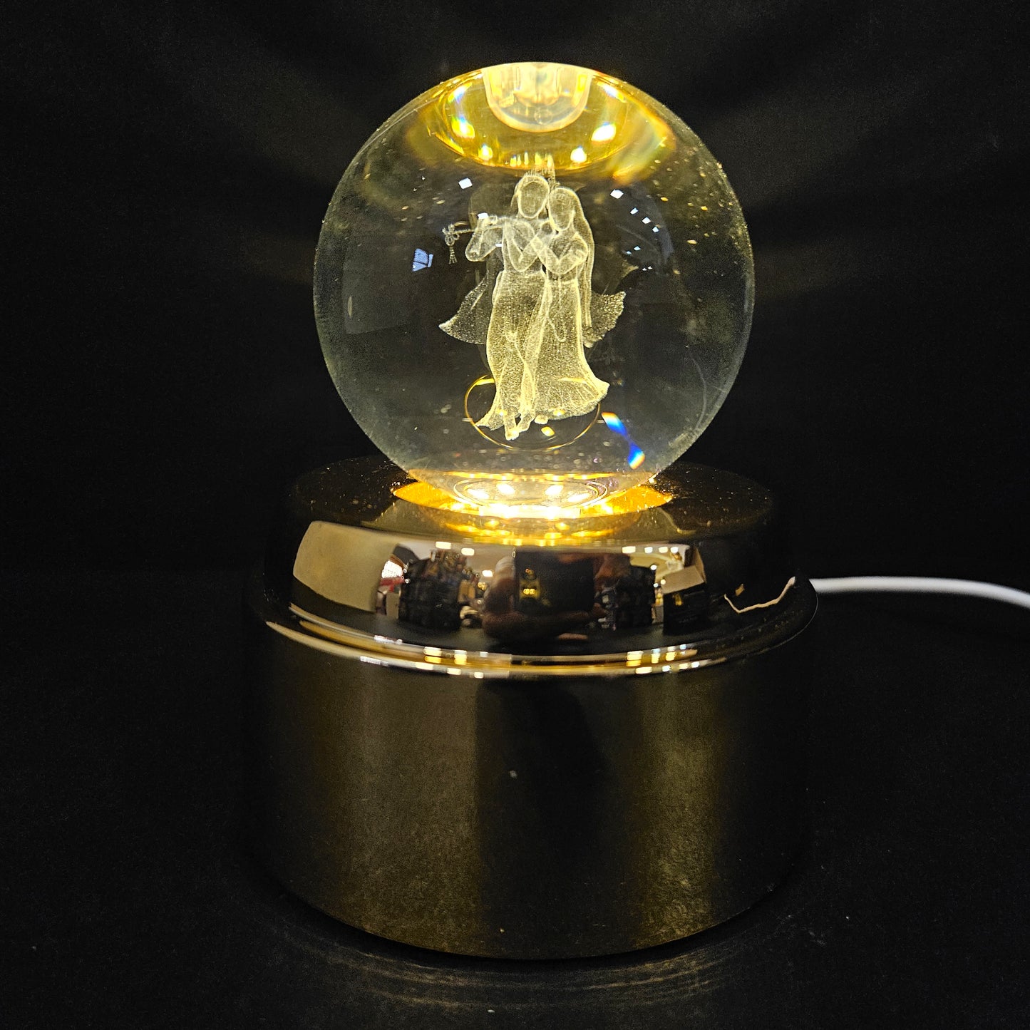 Crystal Ball Night Lamp, Solar System Light, USB Table Colorful Wooden Crystal for Home, Office, Birthday Gift