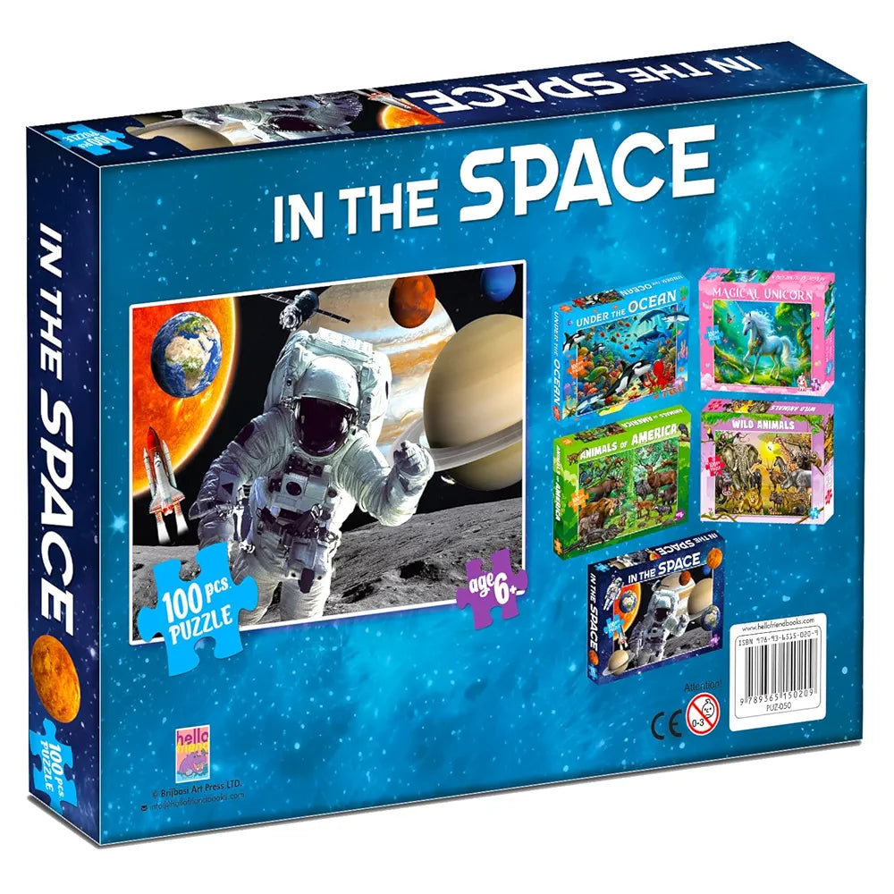 Space Adventure Puzzle Box for Kids – 100 Piece Jigsaw Puzzle | Galaxy & Astronomy Brain Games for Children Ages 6-12 | Educational Birthday Gifts for Girls and Boys