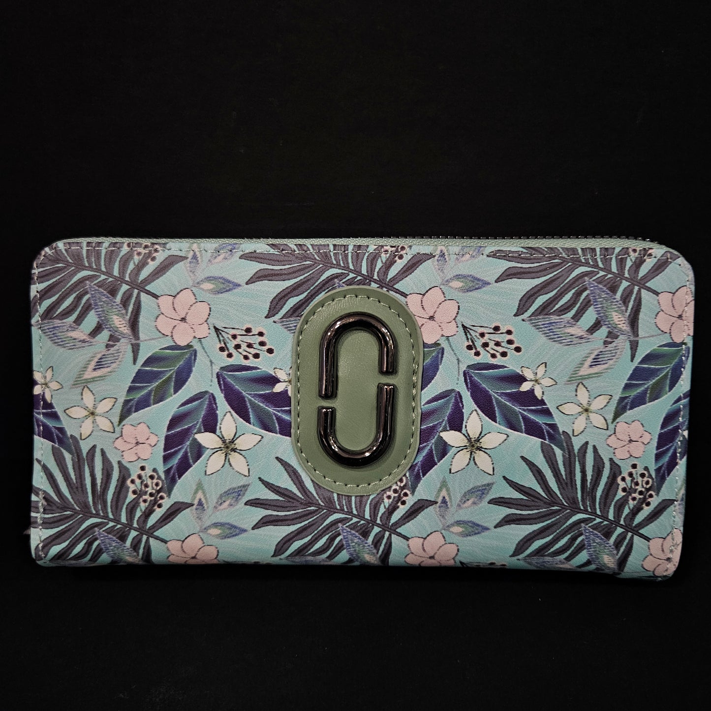 Leather Thin Slim Wallets for Women Cute Bear Stars Wallet for Women with Double Zipper