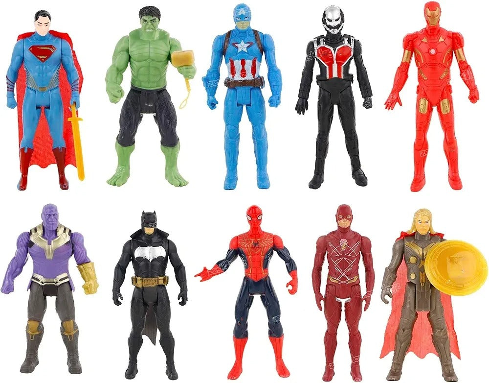 Superhero Action Figures Toys with its Shields & Swords Pack of 10 Super Heroes Toys for Kids Age 3 years above