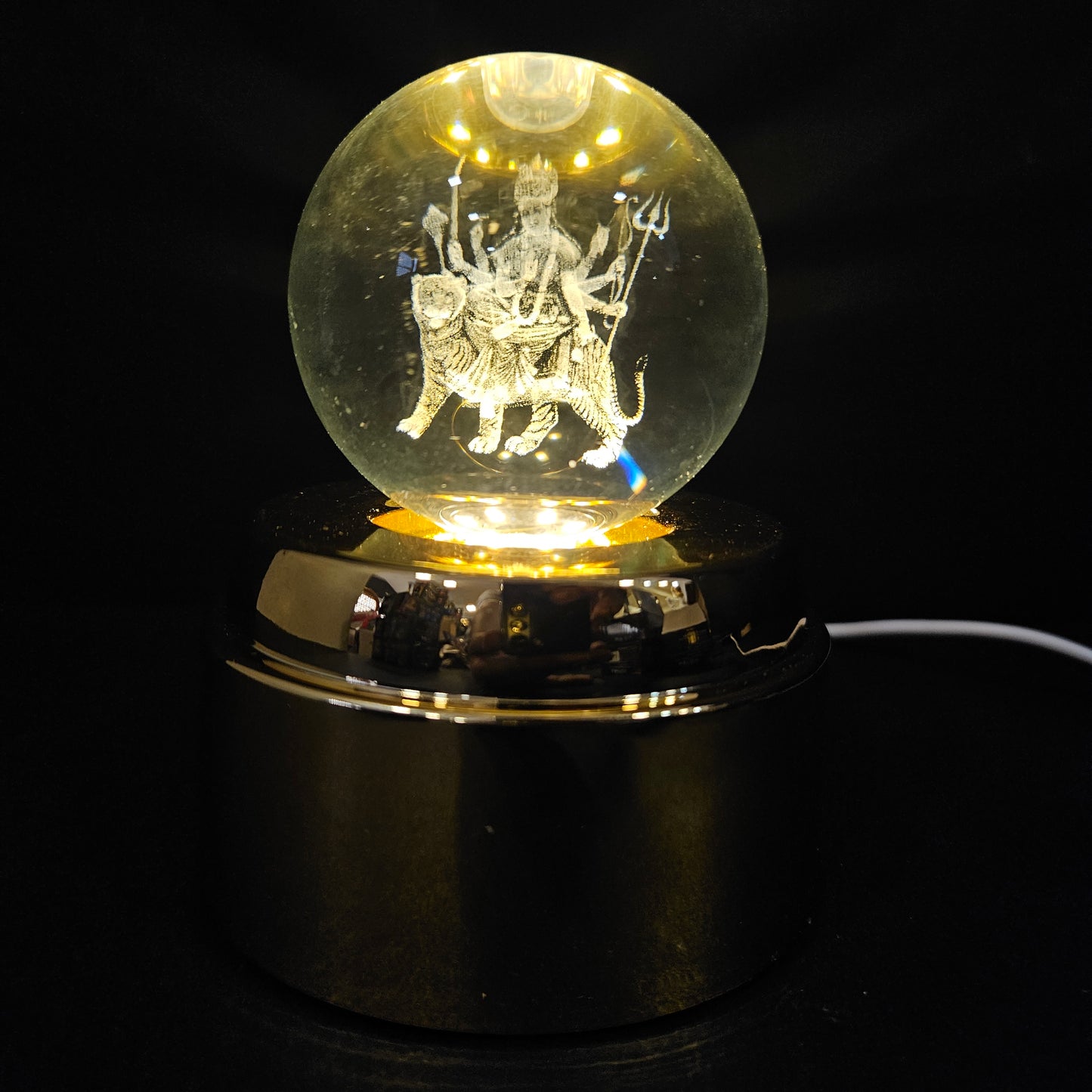 Crystal Ball Night Lamp, Solar System Light, USB Table Colorful Wooden Crystal for Home, Office, Birthday Gift
