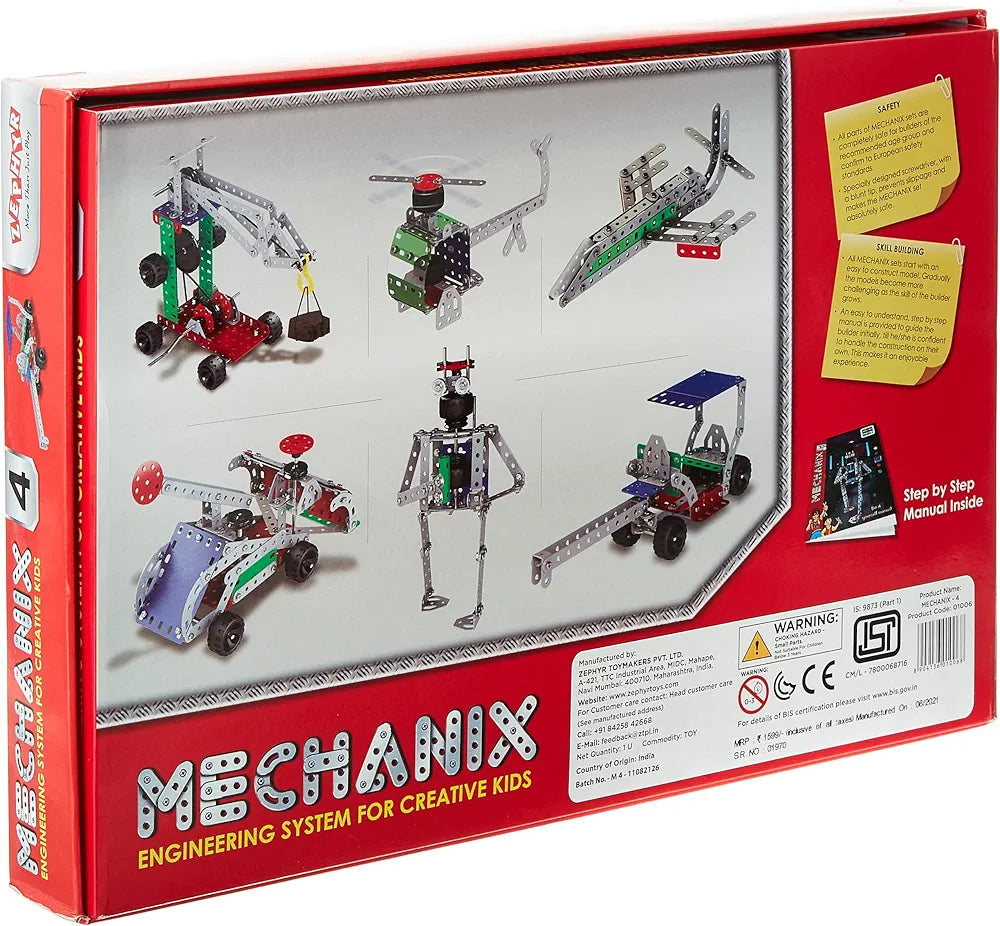 Mechanix-4, DIY STEM Toy, Building and Construction Set for Boys and Girls Age 7+ Years