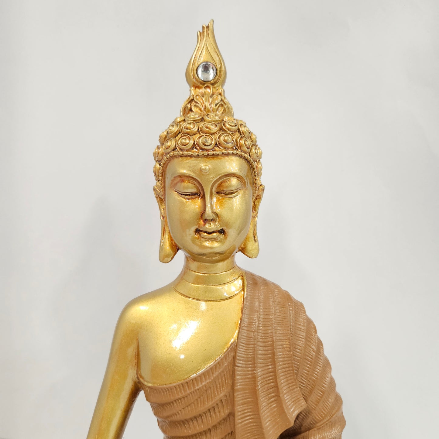 Sitting Buddha Statue Idol Buddha Figure Gold Foli Work Resin Made Light Weight Statue Perfect Home decor