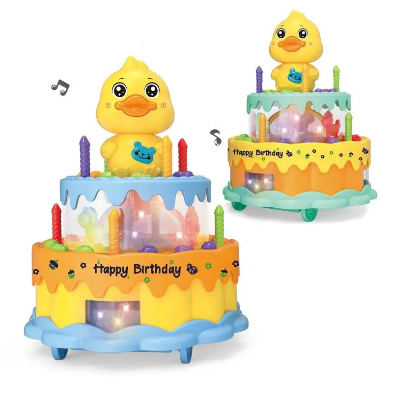 Funny cake Rotating light and music wonderful birthday song make a wish in front of the candle