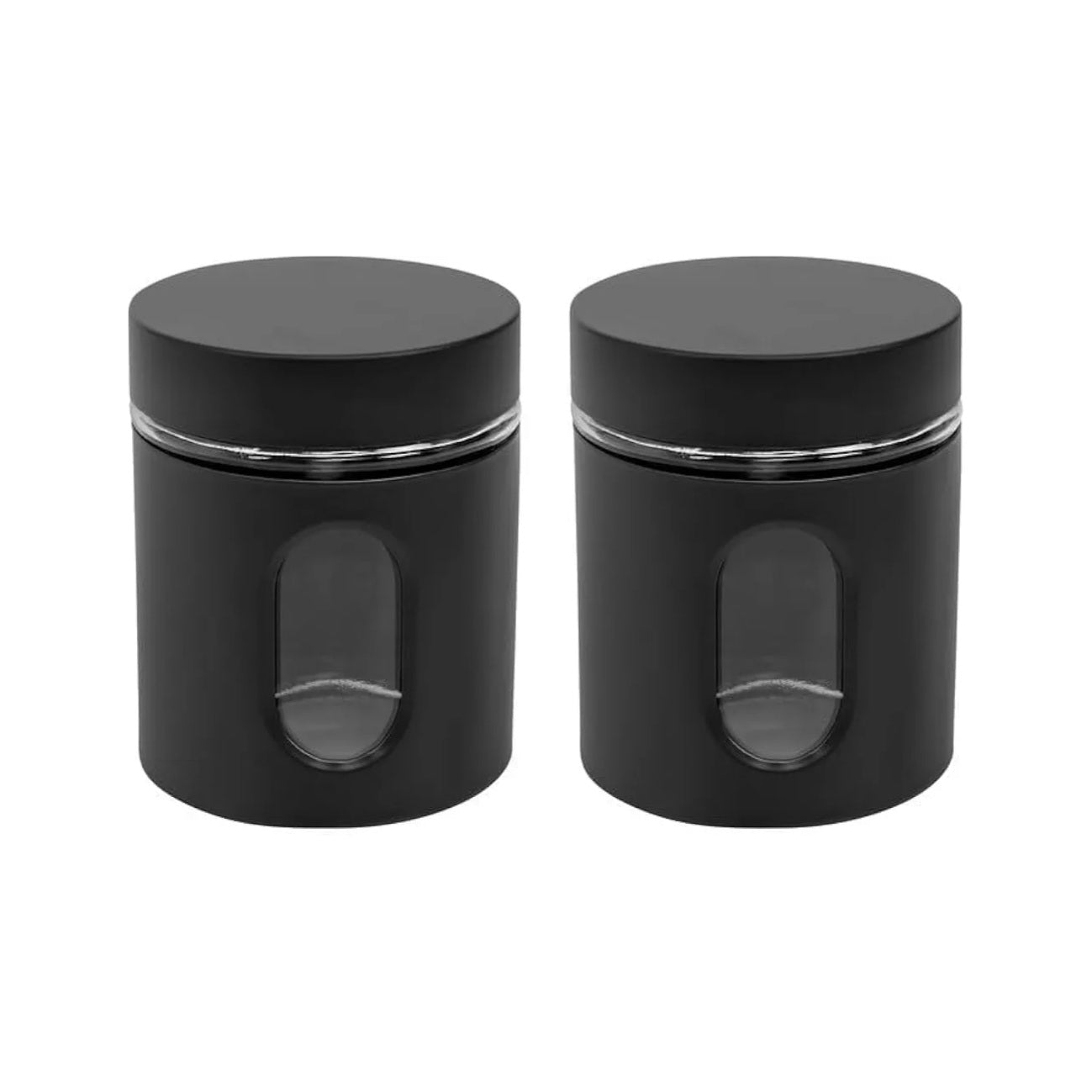 Oval Window - Powdered Black Finish Glass Jars for Dal,Dry Fruits,Spices and other Kitchen Storage