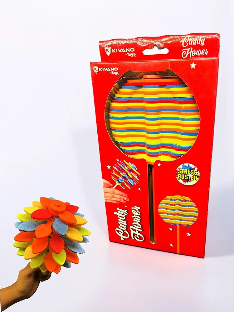 Candy Flower Toy for Kids, Stress Relief Toy, Lollipop Shaped Hand Fidget Spinner, Colourful Twisting and Rotating Flower, Durable, Fun Stress Buster Gift
