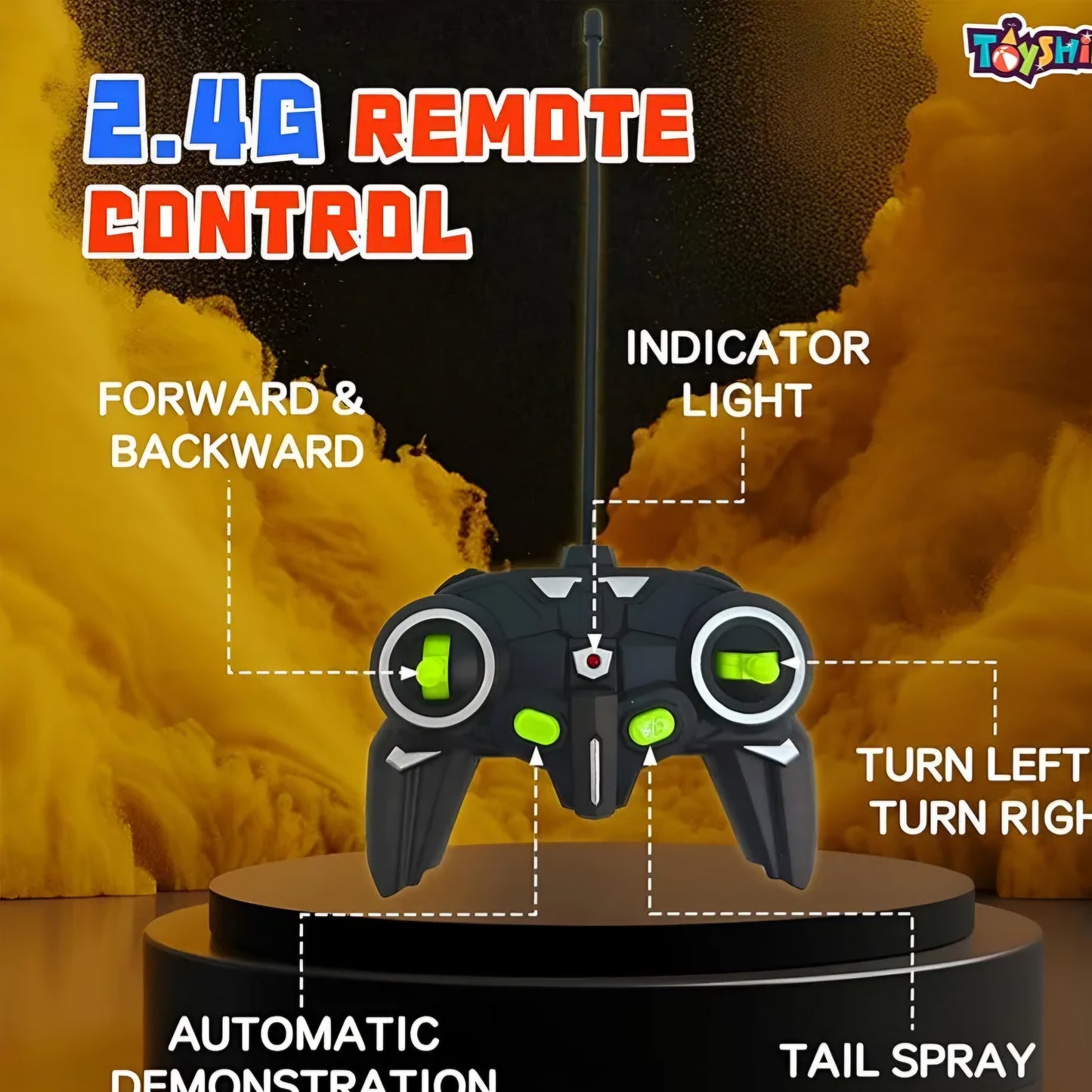 Remote Control Rechargeable Full Function 2.4Ghz RC Car with Booster Spray Function Off Road Drift Race Car Toy 360° Rotating Stunt Performing Toy for Kids Boys Girls - Red