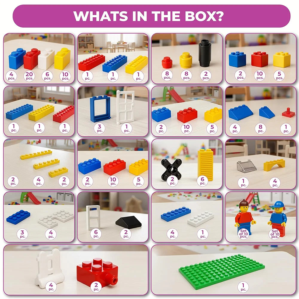 Expert Master Building Blocks for Kids, 200 Interlocking Pieces. let Your Kid Make Everything he/she Dreams of. Improves Logical Thinking and Cognitive Skills of Kids