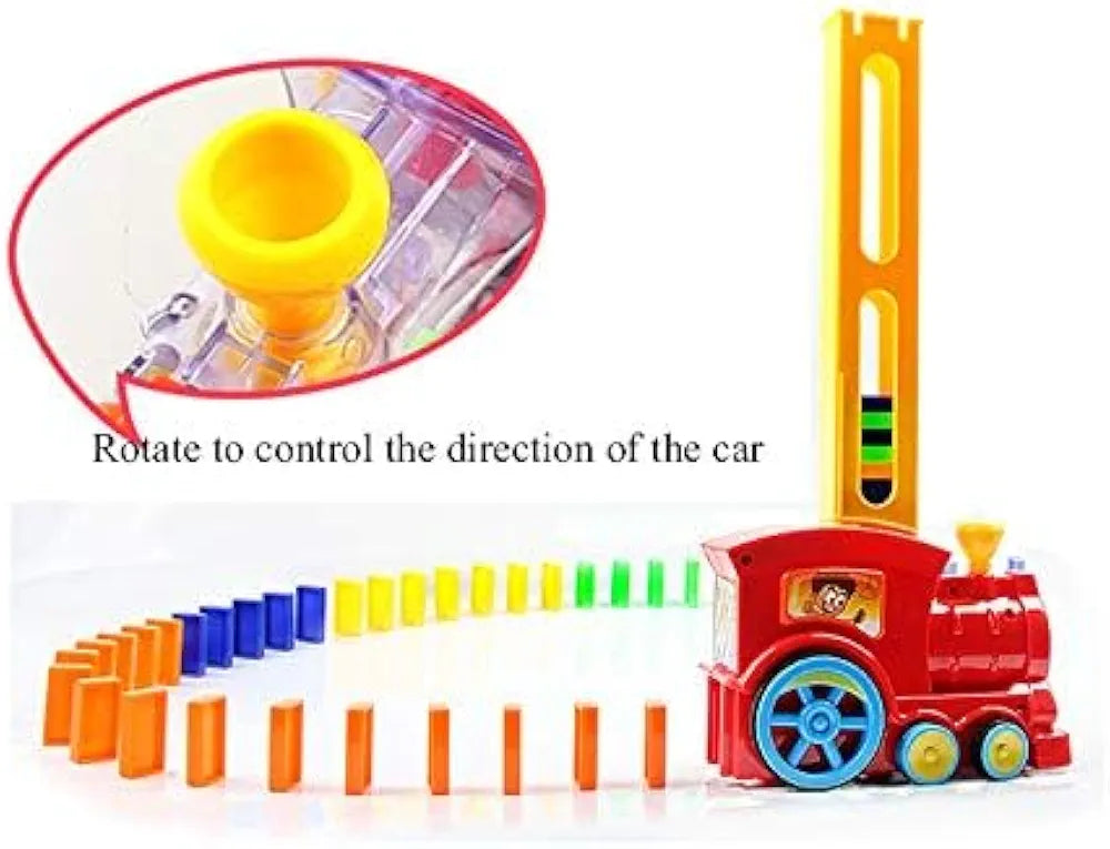 Domino Funny train Set of 60 Pcs Educational Domino Building Blocks Rally Engine with Accessories music & 3D light