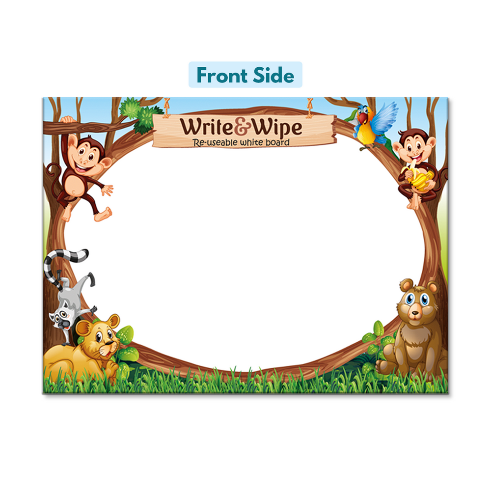 Write & Wipe Reusable Writing Board with jungle,transport,fruits & ocean themed boards
