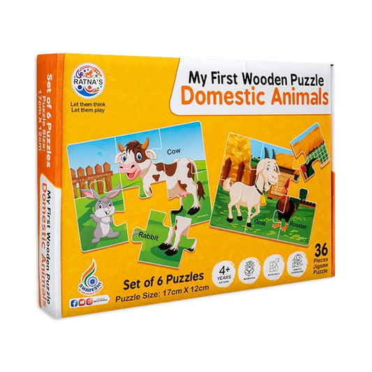 Ratna's My First Wooden Jigsaw Puzzle Domestic Animals for Kids