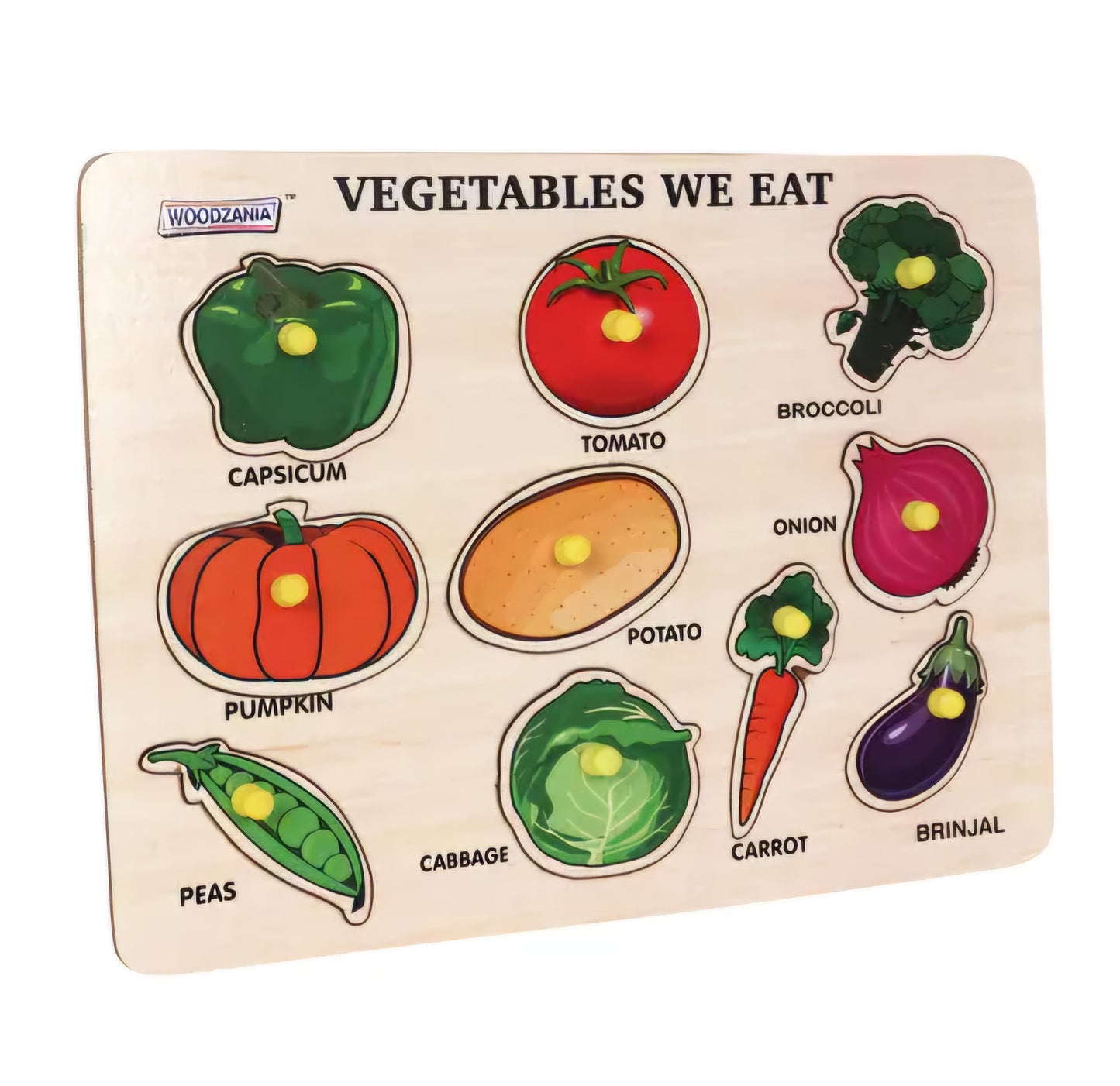 Wooden Puzzle with Knob Educational Learning vegetables Wooden Puzzle peg Board for Kids