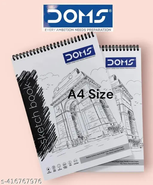 DOMS sketch book, a drawing pad commonly used by artists for sketching and drawing.