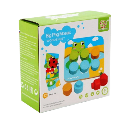 Wooden Peg Board Puzzle for Kids Button Art Montessori Jigsaw Toys 3D Learning Educational Toddler Game Gift for Baby Boy and Girl