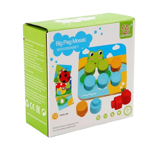 Wooden Peg Board Puzzle for Kids Button Art Montessori Jigsaw Toys 3D Learning Educational Toddler Game Gift for Baby Boy and Girl
