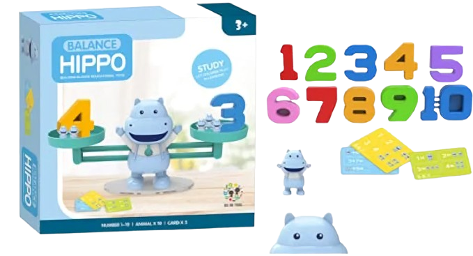 Hippo Balance Scale Math Educational Numbers Toy Counting for Kids Learning And Brain Development