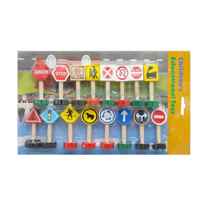 Kids Educational Wooden Traffic Signs to learn Traffic Rules Pretend Play Set Combo Traffic Play Toys for Imaginative Play Creative Learning for kids