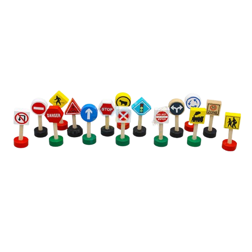 Kids Educational Wooden Traffic Signs to learn Traffic Rules Pretend Play Set Combo Traffic Play Toys for Imaginative Play Creative Learning for kids