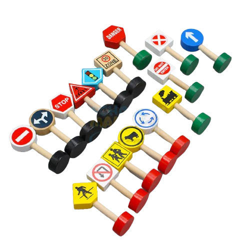 Kids Educational Wooden Traffic Signs to learn Traffic Rules Pretend Play Set Combo Traffic Play Toys for Imaginative Play Creative Learning for kids
