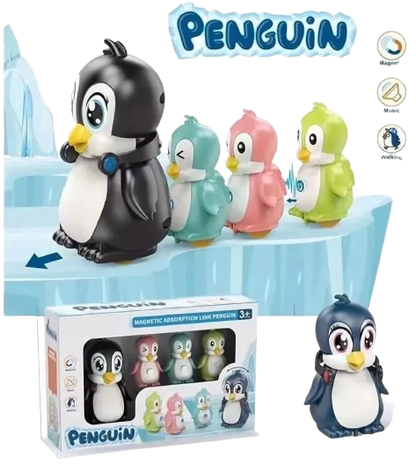 Electric Magnetic Adsorption Link Penguin Family Interaction Toy Sound and Dancing Interactive Kids Birthday Gift for Baby Boys Girls