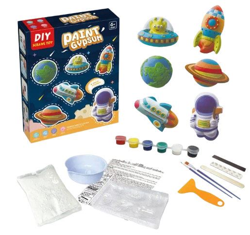 Scrawl toy paint gypsum space station creative Refrigerator Stickers play with color matching kit set for kids