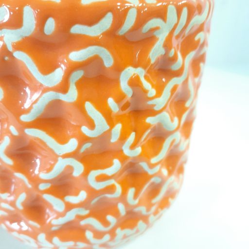 Orange Ceramic Flower Pot with textured & designer finish Indoor Live Plant Pot for Home Decor Perfect pot for Office Desk | Stylish Indoor Plant Pots for Living Room