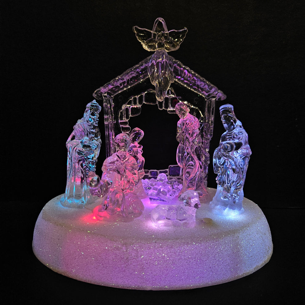 Lighted Nativity Scene with Angel LED Manger Scene Christmas Table Top ...