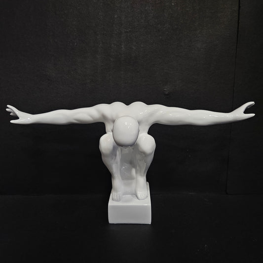 Vintage Figure with Open Arm Ornament Collectable Craft for Desk Bedroom White Antique Home Decor Traditional Showpiece