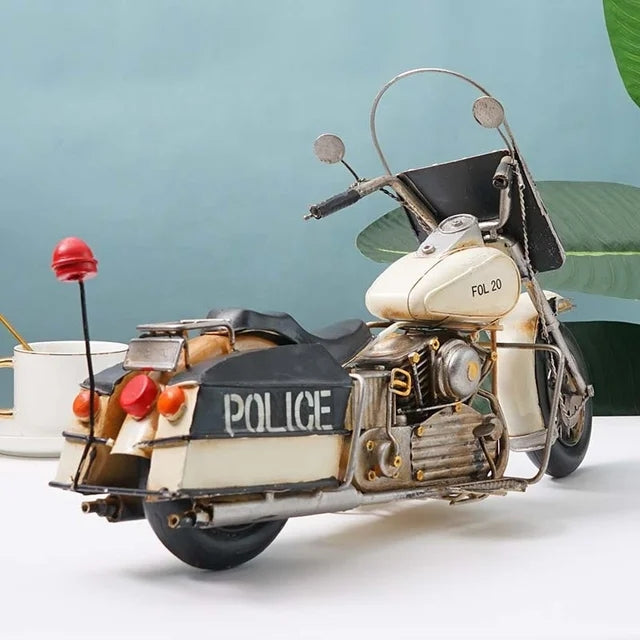 Rustic Home Decor crafts Antique Motorcycle Model Metal Vintage Police Motorbike