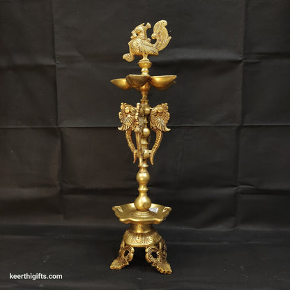 Brass Pecock five wick Deepak