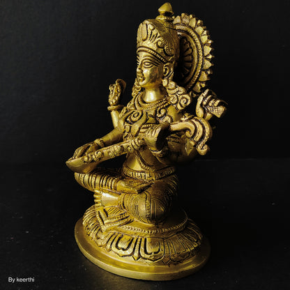 Goddess Sarawati Idol in Brass for Daily Pooja