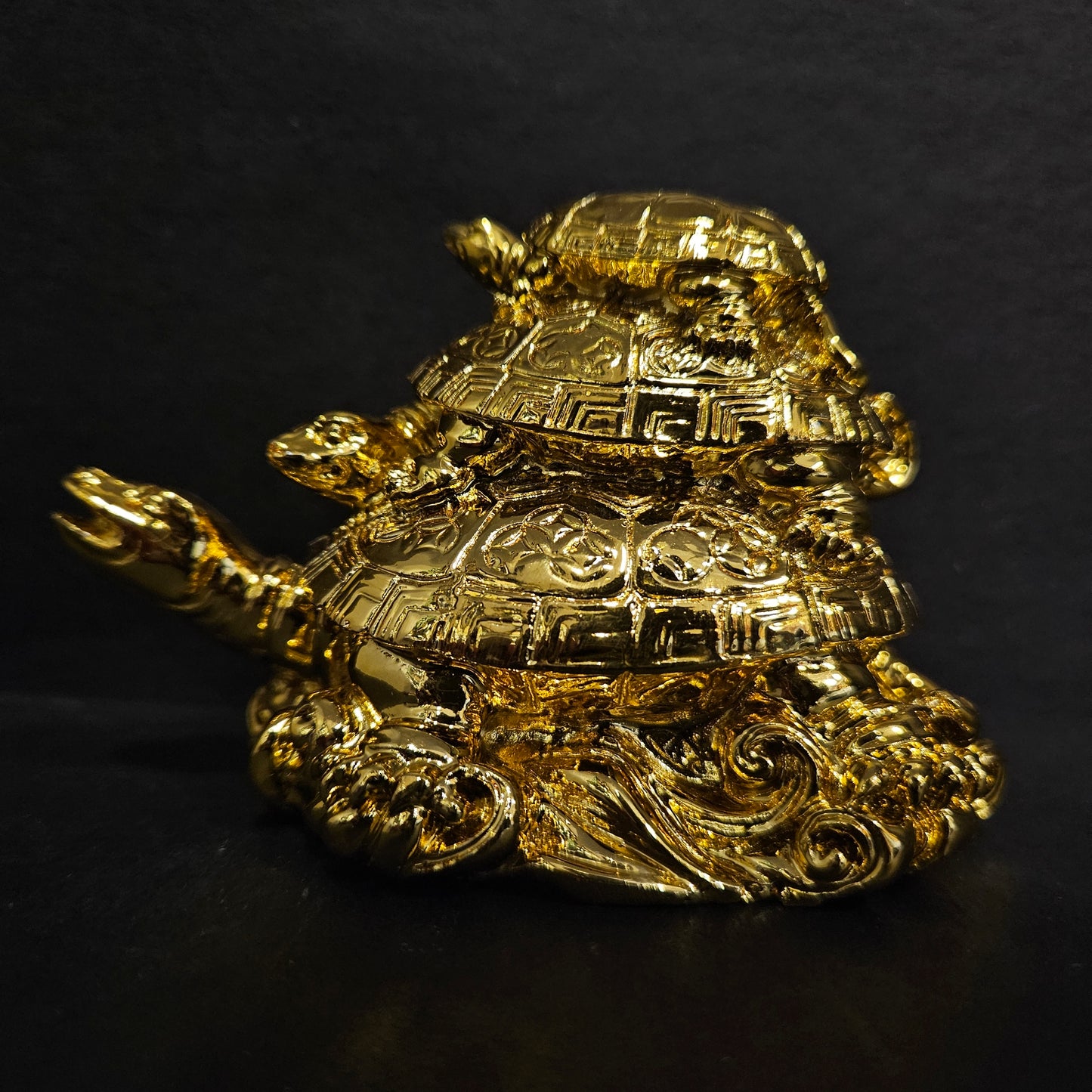 Pujari Vastu Feng Shui Triple Tortoise Turtle Family for Wealth Good Luck Protection and Long Life statue showpiece Figurine