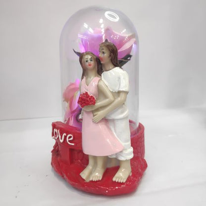 Love couple flower in glass led light
