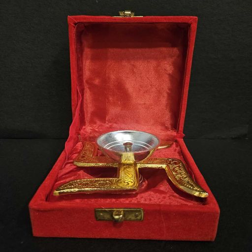 Decorative traditional swastik diya agarbatti stand for diwali and pooja purpose