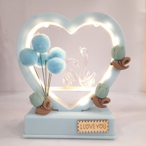 Love heart with swan&dolphins led lights