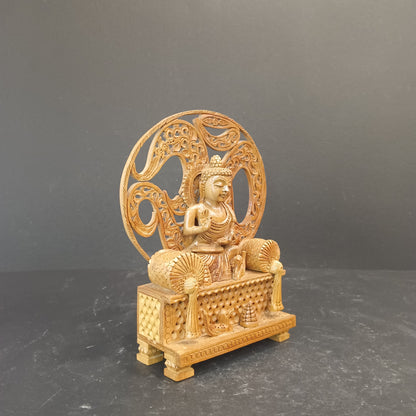 Wooden God Figure on Box Jali W/Om-G.Budha