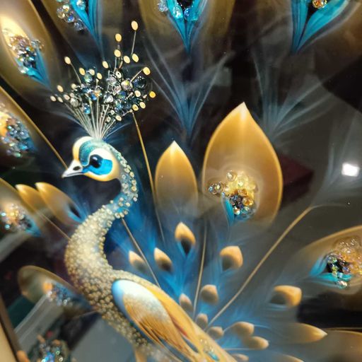 Peacock Crystal Painting for Background of a Couch