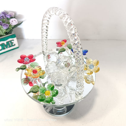 Crystal fruit Basket glass showpiece