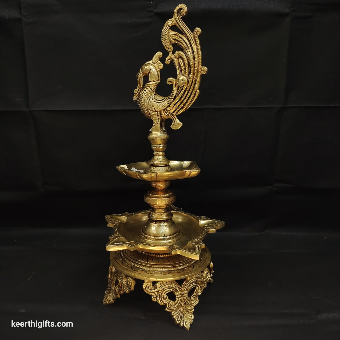Brass Peacock Deepak 16.5 inch