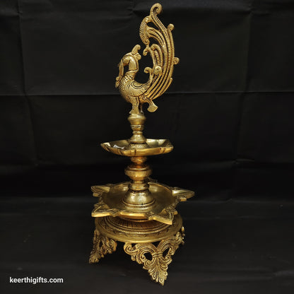 Brass Peacock Deepak 16.5 inch