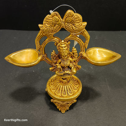 Lakshmi 2 Diya stand brass antique