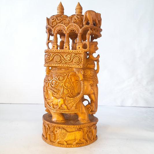 Wooden Amba wadi Shikar Carved Round Fine