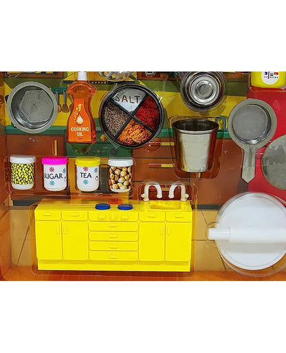 Steel Kitchen Set Toys for Kids Role Playing Kitchen Set of Stainless Steel with Wooden Chakla Belan Set Master Chef Role Playing Kitchen Set Master Chef for Kids
