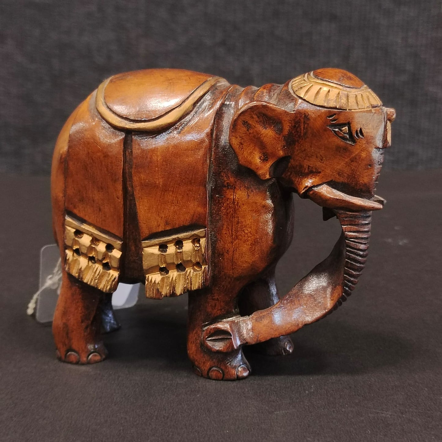 Wooden Elephant Crafted Up trunk For Luck