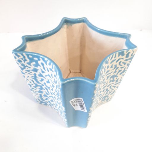 Blue Geometrical shaped Ceramic Pot Handmade Handpainted Ceramic Pot for Plants Without Plant for Indoor, Home, Garden Decor