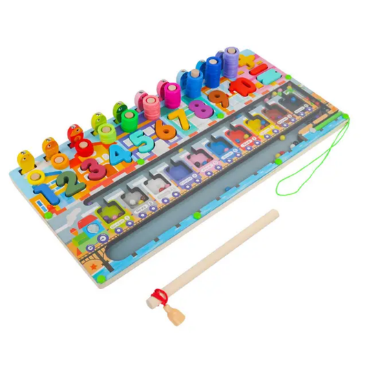 Montessori Wooden Building Blocks Unisex Kids Pen Maze and Number Cognitive Matching Colour Τοy