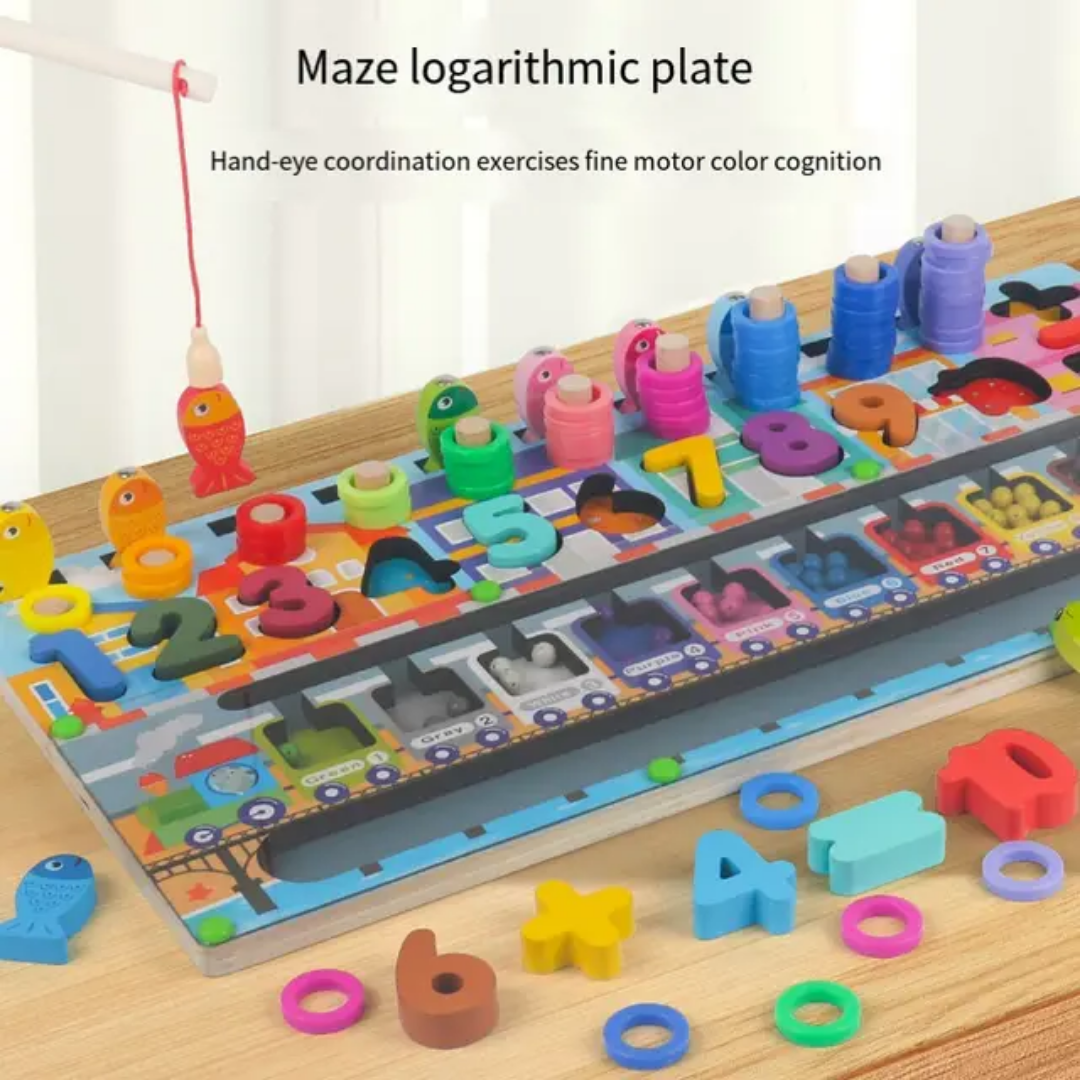Montessori Wooden Building Blocks Unisex Kids Pen Maze and Number Cognitive Matching Colour Τοy