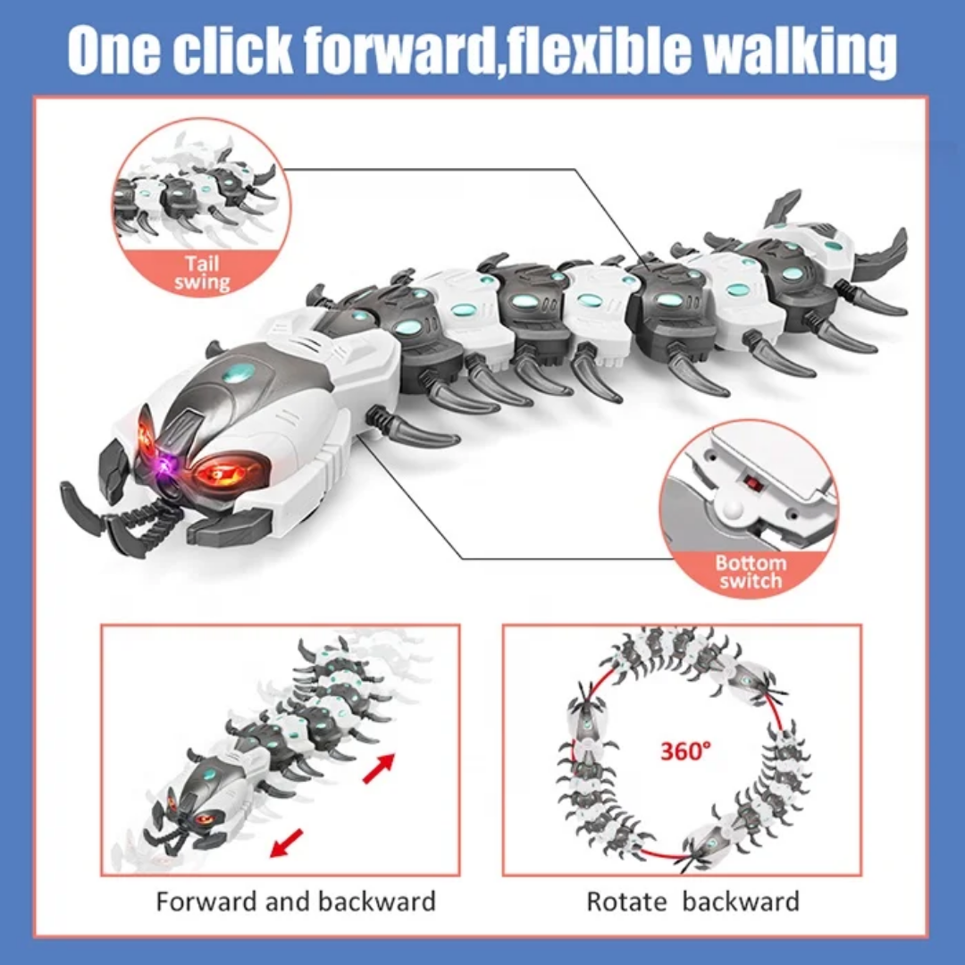 Electronic Music Dance Toy Light Mist Spray Robot Toy Remote Control Centipede Animals Halloween or Christmas Gift