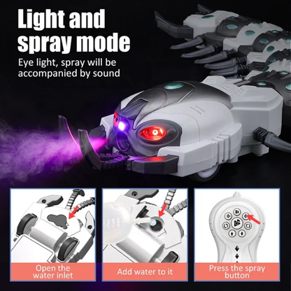 Electronic Music Dance Toy Light Mist Spray Robot Toy Remote Control Centipede Animals Halloween or Christmas Gift