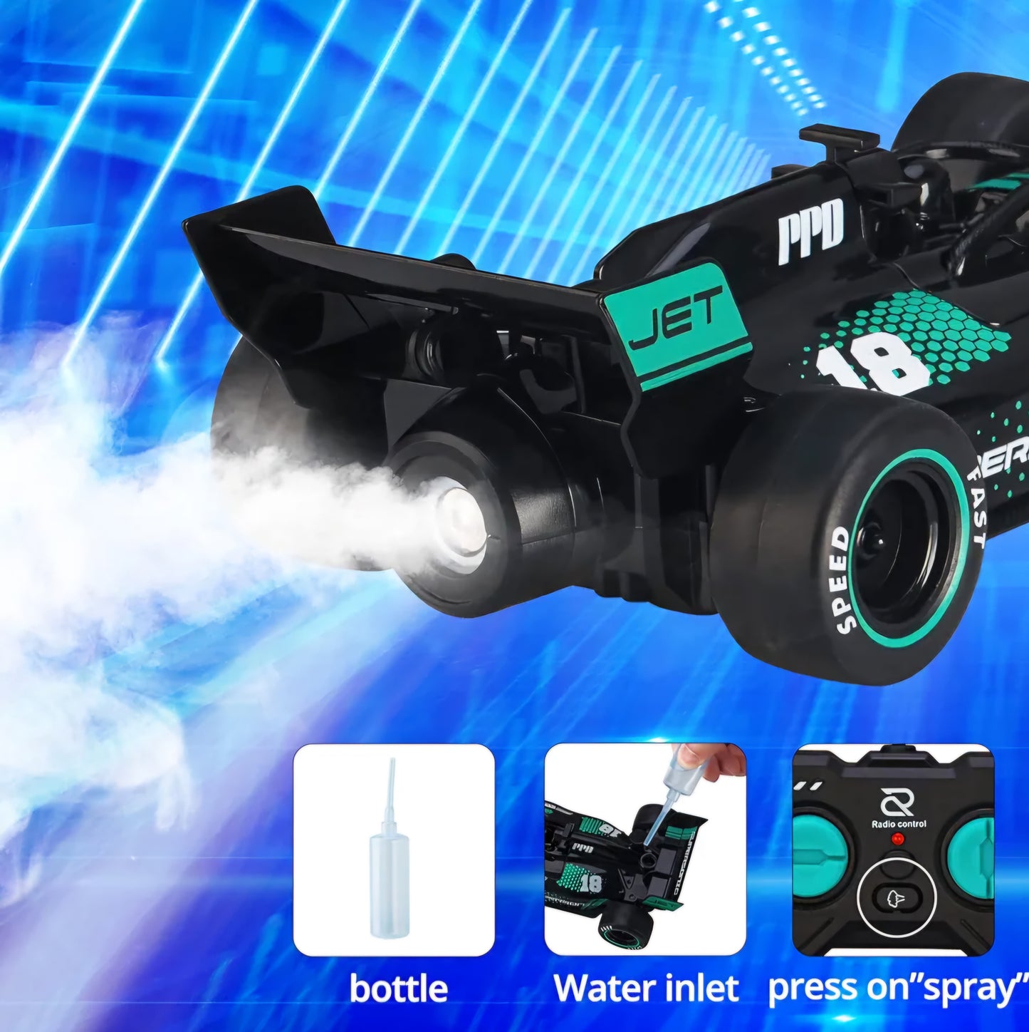 Formula1 Remote Control Car for Boys F1 Fast RC Car and Cool Indoor Outdoor Toys for Kids Age High Speed Hobby RC Spray Racing Car Great Birthday Gifts